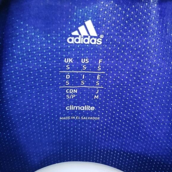 Adidas Royal Blue Short Sleeve V Neck Size Small - Picture 3 of 3